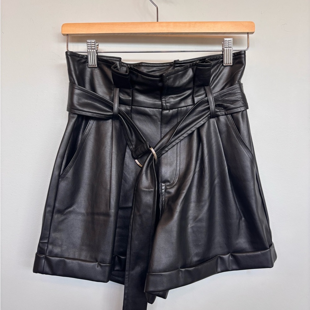 Black Faux Leather High-Waisted Shorts